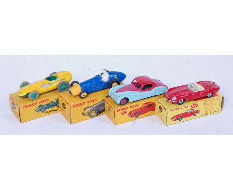 A Dinky Toys boxed playworn and repainted diecast group all in original boxes to include No. 234 Ferrari, No. 157 Jaguar XK12