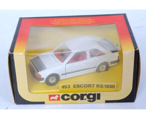 A Corgi Toys No. 453 Escort RS1600 comprising white and black body with red interior, in the original window box