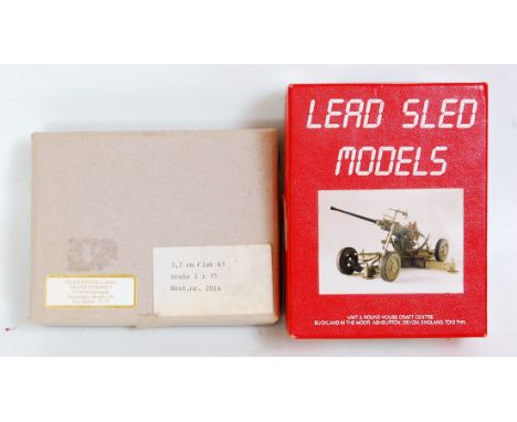 A 1/35 scale white metal high detail WWII gun kits to include a Lead Sled UK Models Bofors 40mm AA gun with carriage together