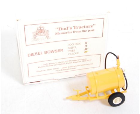 A Dads Tractors Memories from the Past, 1/32 scale white metal and resin model of a diesel bowser, finished in yellow, and in