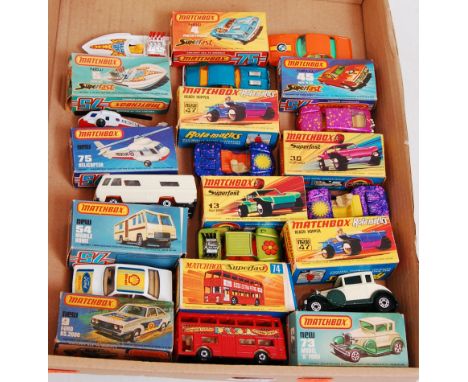 12 various boxed Matchbox Superfast diecasts all in original boxes, some boxes with storage damage and minor tears, examples 