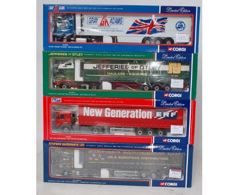 A Corgi 1/50 scale boxed road haulage diecast group, four boxed examples to include Ref. Nos. CC12912, CC12701, CC12416, and 