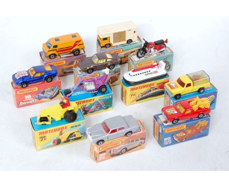 11 various boxed Matchbox Superfast diecasts, all in original boxes to include a No. 10 piston popper, No. 72 hovercraft, No.