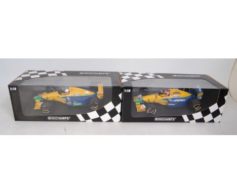 A Minichamps 1/18 scale boxed F1 diecast group to include a Benetton Ford B191 Nigel Piquet 1991 together with a Benetton For