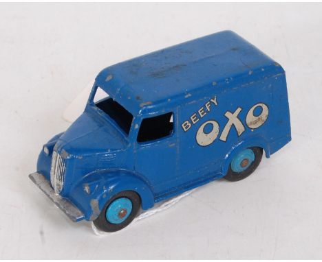 A Dinky Toys loose No. 31D/453 Trojan van, Beefy Oxo comprising dark blue body with light blue hubs and Beefy Oxo livery, loo