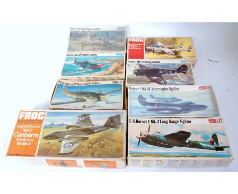 Eight various boxed Frog 1/72 scale plastic aircraft kits, two shrink wrapped, all others appear as issued (unstarted), examp