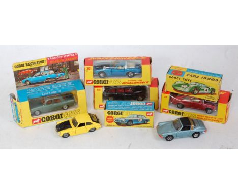 A Corgi boxed playworn and empty box diecast group, five examples boxed, one loose, to include No. 275 Rover 2000TC, No. 418 