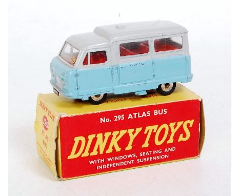 A Dinky Toys No.295 Atlas bus, comprising grey and light blue body with red interior and spun hubs, in original all-card box 