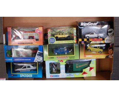 Eight various boxed Corgi and other TV related diecasts to include a Corgi Classics 'Spender' Ford Sierra, a Corgi 'Heartbeat