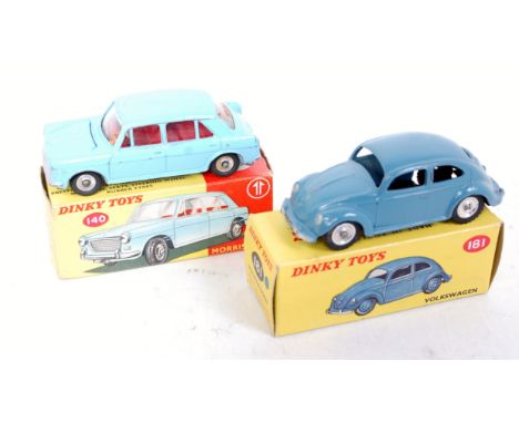 A Dinky Toys boxed diecast group to include a No. 140 Morris 1100 comprising light blue body with red interior and spun hubs 