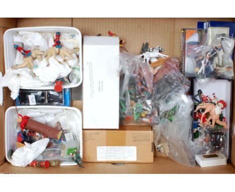 One tray containing a quantity of mixed modern release and vintage plastic and white metal military figures together with var