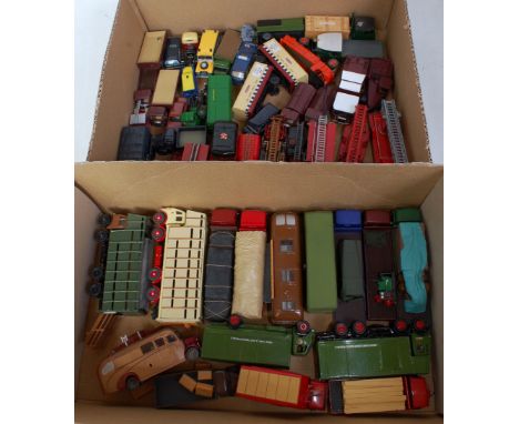 Two boxes containing a quantity of diecast and white metal mixed scale miniatures, mainly to include 1/76 scale examples, mix