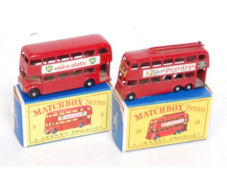 A Matchbox boxed public transport diecast group to include No. 56 Peardrax trolley bus comprising red body with red roof pole