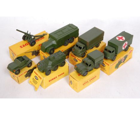 A Dinky Toys boxed military vehicle group, some boxes with damage to include No. 6925.5 medium gun, No. 626 Military Ambulanc