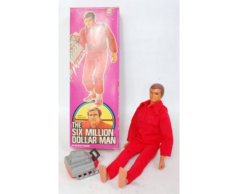 A Denys Fisher The Six Million Dollar Man action figure, with original clothing, missing shoes and engine plastic component, 
