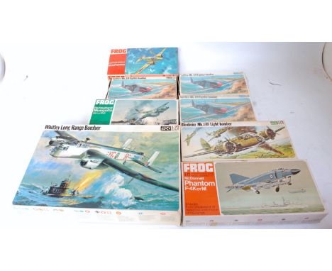 Eight various boxed Frog 1/72 scale plastic aircraft kits to include a Whitley Long Range Bomber, a McDonnell Phantom F4K and