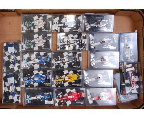 20 various plastic cased Minichamps 1/43 scale F1 diecasts, examples to include a West Maclaren Mercedes MP4 Mika Hakkinen,k 