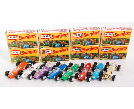 A Texaco Scorchers boxed miniature scale plastic and diecast group, eight examples ranging from No. 1 through to No. 8, all (