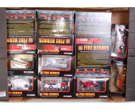 14 various boxed Corgi Fire Heroes series diecasts to include various fire trucks, fire pumpers, and fire service vehicles