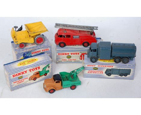 Four various boxed and playworn Dinky Toy diecasts, all in original Supertoys boxes to include No. 430 breakdown lorry, No. 9