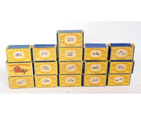 16 various boxed matchbox Series 1 Models of Yesteryear, all in original blue &amp; yellow script type boxes, examples to inc