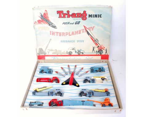 A Triang Minic Push-and-go Interplanetary research unit presentation set, comprising of a quantity of various 00/H0 friction 