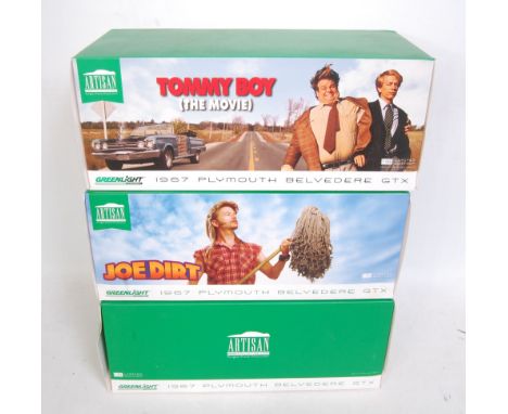 3 boxed 1/18 scale Green Light Collectables Artisan Collection boxed diecasts to include Tommy Boy- The Movie 1967 Plymouth B