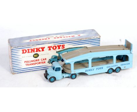 Dinky Toys, 982, Pullmore Car Transporter, light blue body and back, with grey decks and dark blue hubs, with original box an