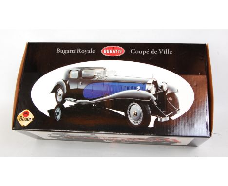 A Bauer 1/18 scale diecast model of a Bugatti Royal Coupe de Ville, in the original polystyrene packed box with outer buff co