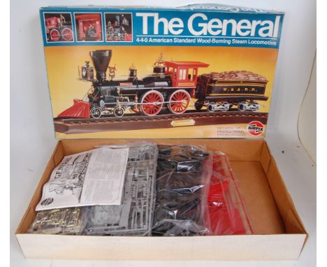 An Airfix 1/25 scale plastic model kit entitled The General, 440 American Standard wood burning steam locomotive, appears as 