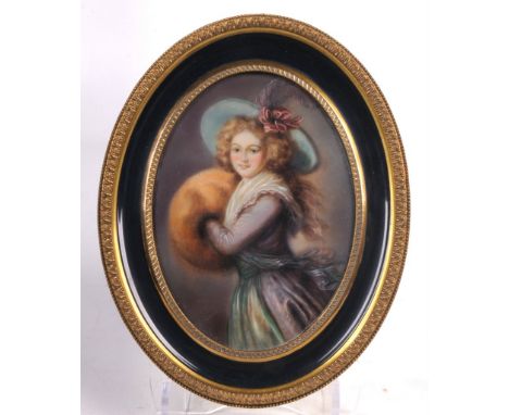 A 19th Century French ivory painted miniature of Madame Nona Raymonde, painted by GK Rowelle
The oval portrait painted in vib