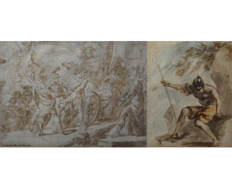 Giovanni Battista Marcola (Verona, 1711-1780) - 'Classical Scene with Warrior carrying victim's head'
Sepia, inscribed, appro