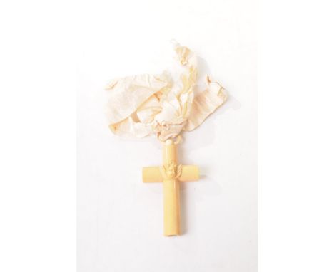 A 19th Century carved ivory cross, Northern Europe 
The tubular cross of typical form, carved and applied at the central junc