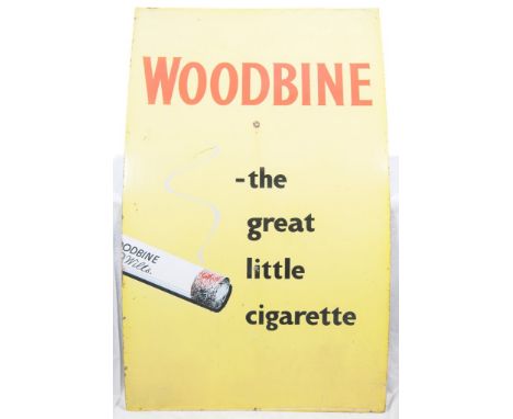 A large Woodbine Smoking Enamel Sign
Of large rectangular form with yellow, red and black as the predominant colours, height 