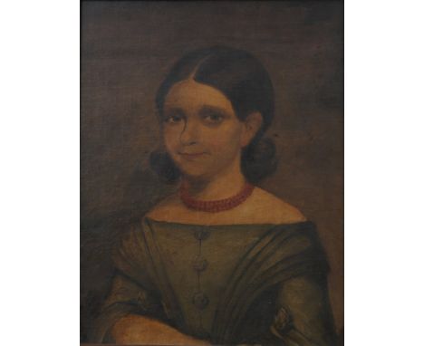 A 17th Century style portrait of a young girl, probably 19th Century 
The half length portrait, painted depicting a young gir