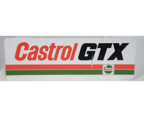 A large Castrol GTX enamel sign
The rectangular form sign with red, green and black printed text. 160x61cms.