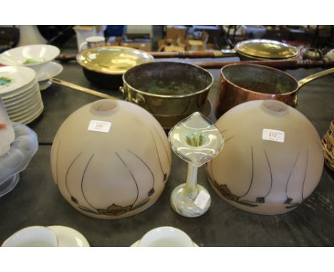 3 Art Deco light shades, Walther bowl etc
