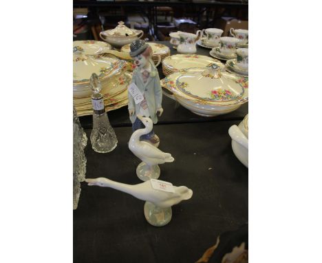 Lladro clown and 2 geese