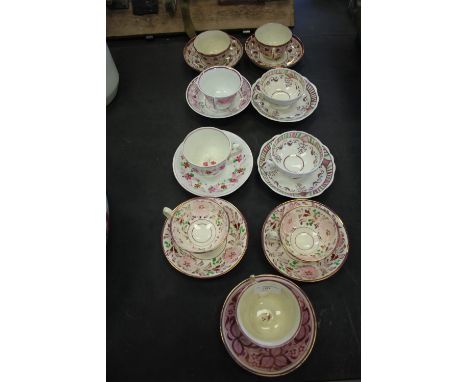 9 x Lustre Cups & Saucers c1830