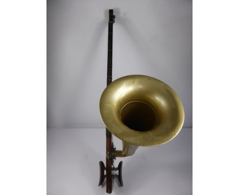 A Circa 1900 Stroviols registered concert model single string musical instrument complete with horn, approx 89 x 49 cms.
