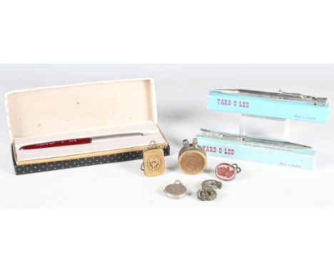 A small group of collectors' items, including a Parker 51 fountain pen, boxed, two Yard O' Led silver propelling pencils, box