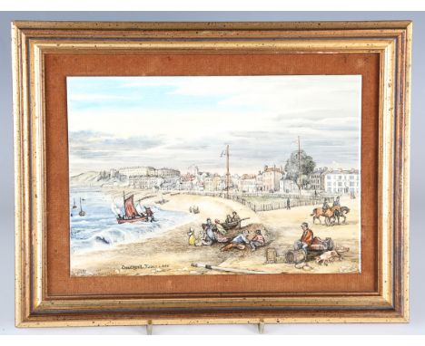Rita E. Whitaker - 'Southend, Essex c.1840', enamelled copper panel, signed, 14cm x 20.5cm, framed.Buyer’s Premium 29.4% (inc