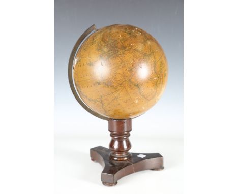 An early Victorian table-top terrestrial globe, detailed 'Malby's Terrestrial Globe... Houghton St, Newcastle St, Strand, Lon