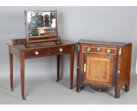 An early 20th century mahogany side table by Edwards and Roberts, height 75cm, width 92cm, depth 51cm, together with a 19th c