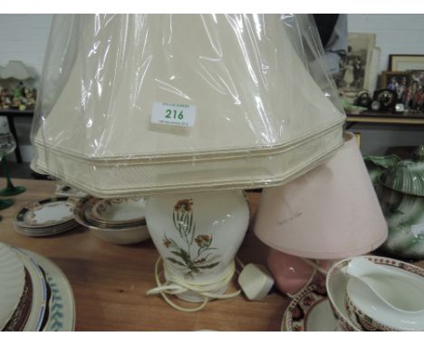 Two ceramic table lamps with shades