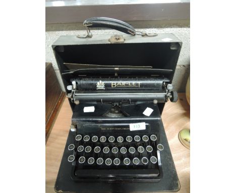 A vintage Bar-let model 2 typewriter in metal case