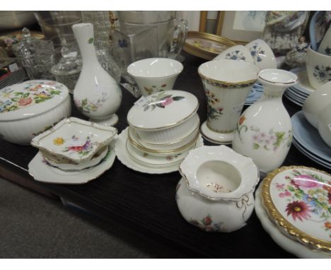 A selection of Aynsley, Wedgwood, Royal Worcester and Coalport trinket pots and dishes