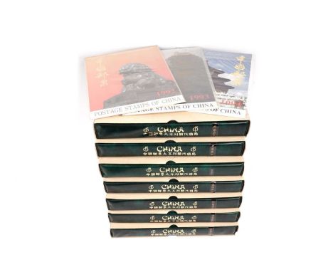 Chinese People's Republic Annual set of stamps 1983-1989, for each set of stamps there is a mint example, postcards, booklets