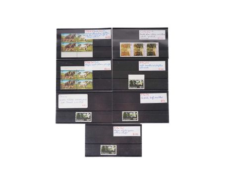 New Zealand errors, to include: 1984 24c.+2c. block of four with red omitted from bottom row by major shir to stamp above, T5