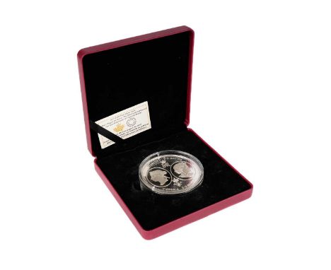 The Royal Canadian Mint ‘Mari Usque Ad Mare: The Diamond Jubilee of the Confederation of Canada’ medal, $100 dollar silver co